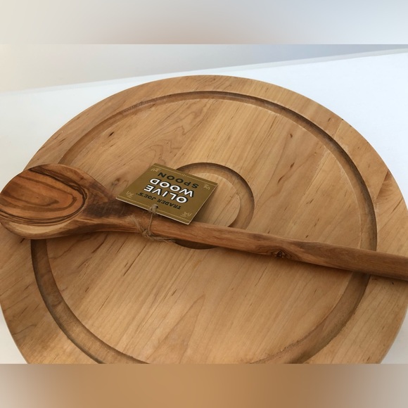 Vintage Wood Lazy Susan & NWT Trader Joe’s Spoon - Picture 3 of 8